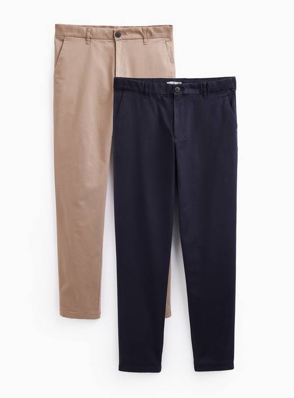 2 Pack Straight Leg Chinos 30S